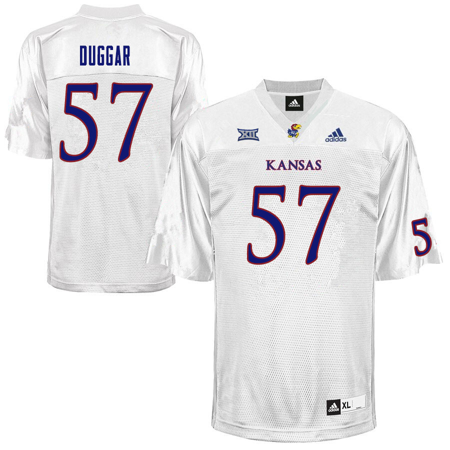Men #57 Emory Duggar Kansas Jayhawks College Football Jerseys Sale-White - Click Image to Close